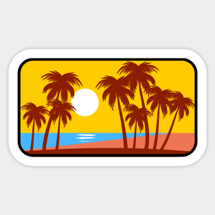 Tropical Beach Sunset with Palm Trees Sticker